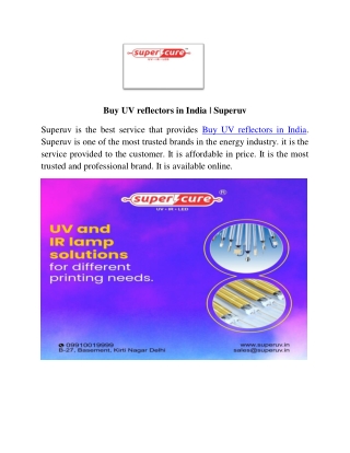 Buy UV reflectors in India|Superuv