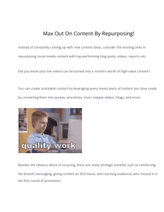 Max Out On Content By Repurposing!