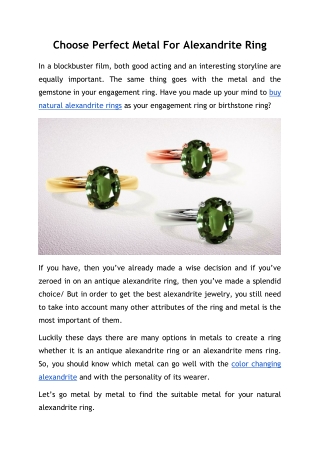 Choose Perfect Metal For Alexandrite Ring