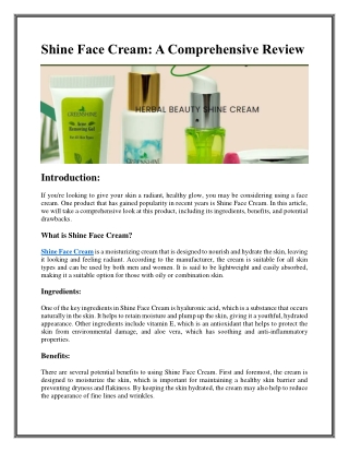 Shine Face Cream
