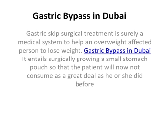 Gastric Bypass in Dubai