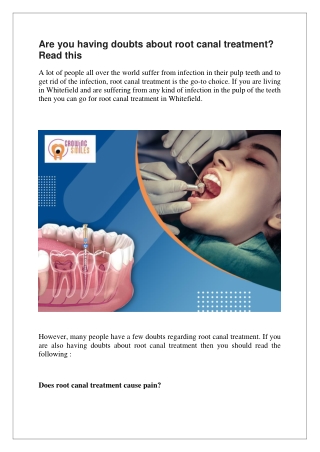 Are you having doubts about root canal treatment