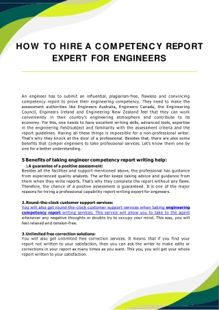 How To Hire A Competency Report Expert For Engineers