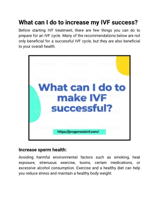 What can I do to increase my IVF success?