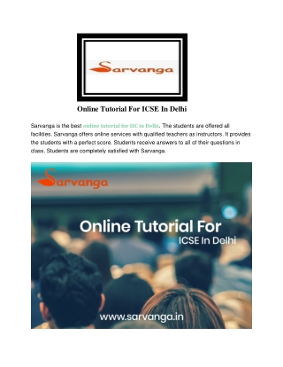 Online Tutorial For ICSE In Delhi