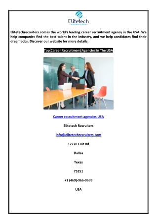Career recruitment agencies USA