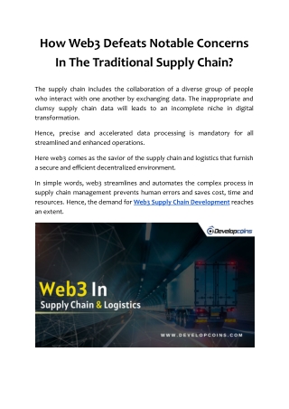 How Web3 Defeats Notable Concerns In The Traditional Supply Chain?