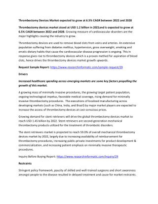 Thrombectomy Devices Market expected to grow at 6.5% CAGR between 2022 and 2028