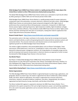 Wide-Bandgap Power (WBG) Power Device market is a rapidly growing