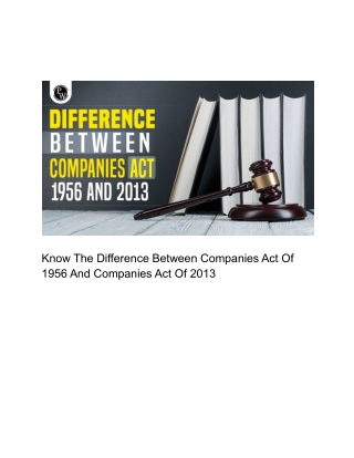 Difference between companies act 1956 and 2013