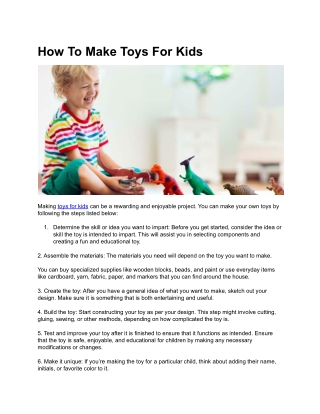 How To Make Toys For Kids