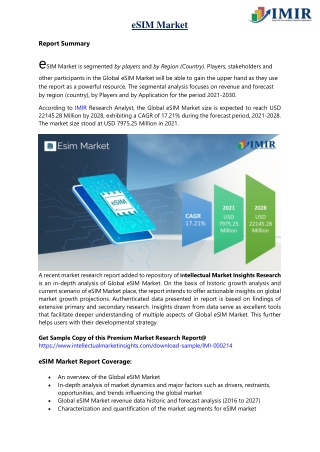 eSIM Market Size worth $27.80 Billion | Top Companies Analysis