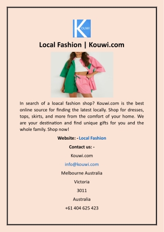 Local Fashion | Kouwi.com