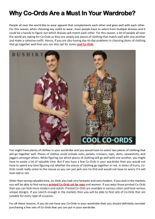 Why Co-Ords Are a Must In Your Wardrobe ?