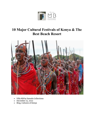 10 Major Cultural Festivals of Kenya & The Best Beach Resort