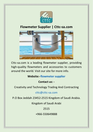 Flowmeter Supplier | Cttc-sa.com