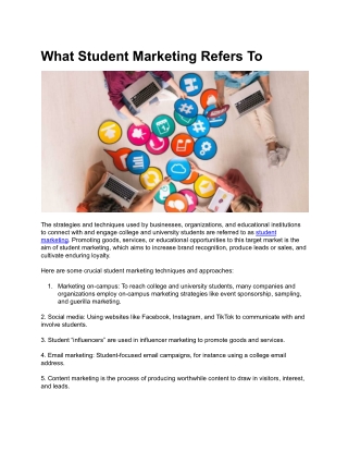 What Student Marketing Refers To