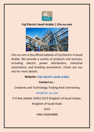 Fuji Electric Saudi Arabia | Cttc-sa.com