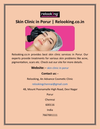 Skin Clinic in Porur  Relooking.co.in