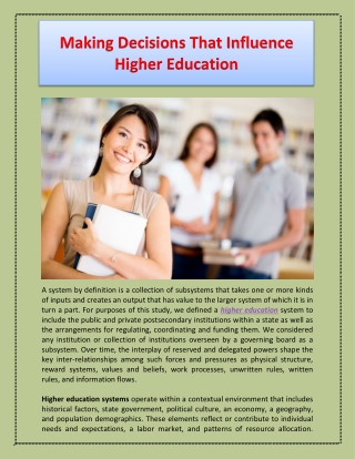 Making Decisions That Influence Higher Education