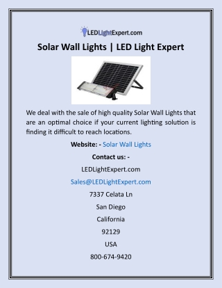 Solar Wall Lights  LED Light Expert