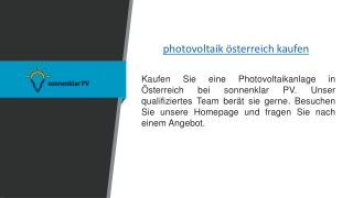 kaufe Photovoltaik Österreich  sonnenklar-pv.at