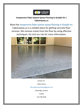 Inexpensive Flake System Epoxy Flooring In Guelph On  Cipkarepoxy.ca