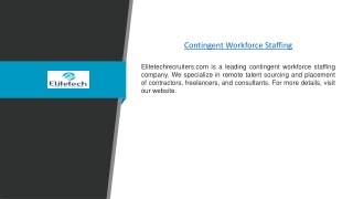 Contingent Workforce Staffing | Elitetechrecruiters.com