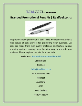 Branded Promotional Pens Nz  Realfeel.co.nz