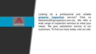 Property Inspection  Masterbuildinginspectors.com.au