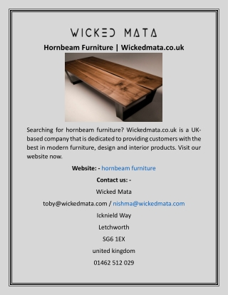 Hornbeam Furniture  Wickedmata.co.uk