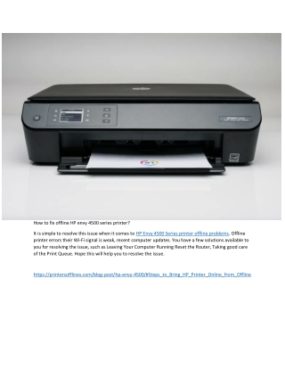 How to fix offline HP envy 4500 series printer?
