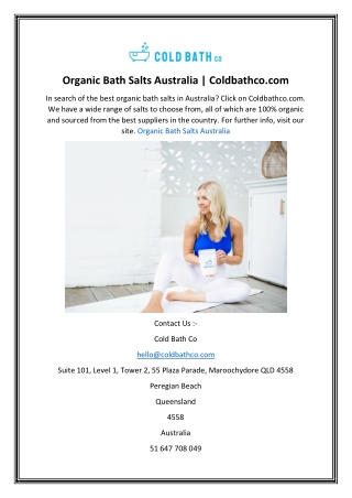 Organic Bath Salts Australia  Coldbathco.com