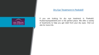 Dry Eye Treatment In Peekskill | Hudsoneyespeekskill.com