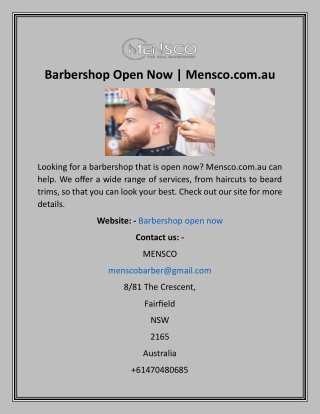 Barbershop Open Now  Mensco.com