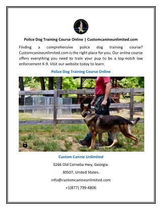 Police Dog Training Course Online | Customcanineunlimited.com