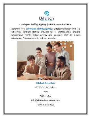 Contingent Staffing Agency | Elitetechrecruiters.com