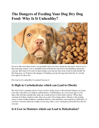 The Dangers of Feeding Your Dog Dry Dog Food: Why Is It Unhealthy?