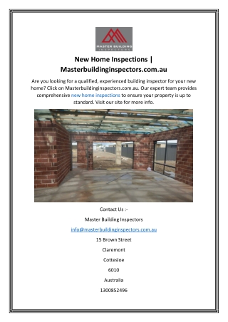 New Home Inspections  Masterbuildinginspectors.com.au