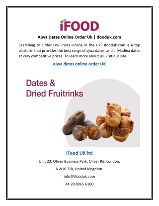 Ajwa Dates Online Order Uk | Ifooduk.com