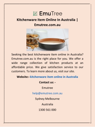 Kitchenware Item Online In Australia | Emutree.com.au