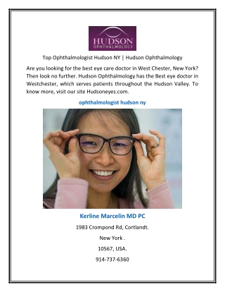 Top Ophthalmologist Hudson NY | Hudson Ophthalmology