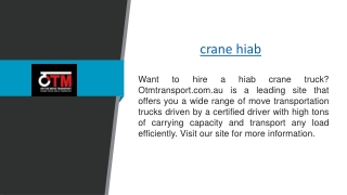 Crane Hiab  Otmtransport.com.au