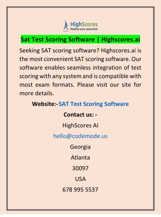 Sat Test Scoring Software | Highscores.ai