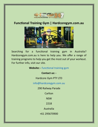 Functional Training Gym  Hardcoregym.com