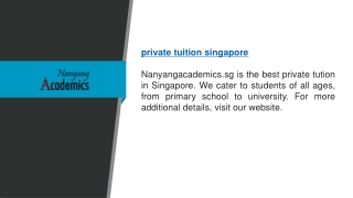 Private Tuition Singapore  Nanyangacademics.sg