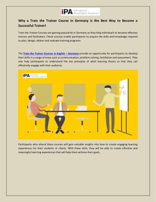 Why a Train the Trainer Course in Germany is the Best Way to Become a Successful Trainer!