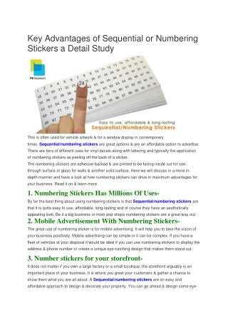 Key Advantages of Sequential or Numbering Stickers a Detail Study