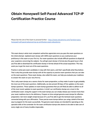 Honeywell Self-Paced Advanced TCP-IP Certification