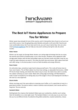 The Best IoT Home Appliances to Prepare You for Winter